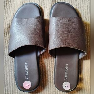 Calvin Klein Faux Leather Slides